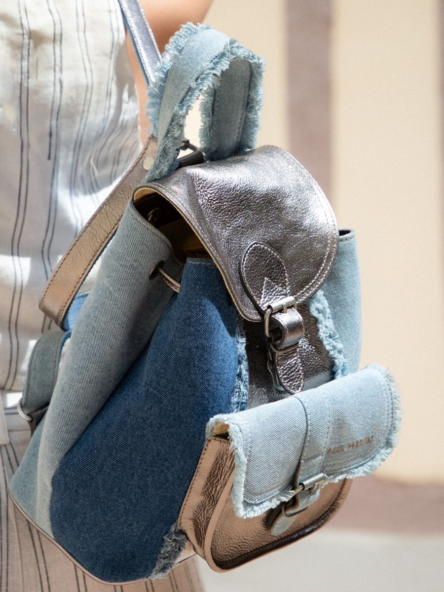 Fotoansicht-Zoom-Material-Rucksack-Leder-Jean-silber-Frau-LeBaroudeur-Denim-Stahl-Paul-Marius-M40-GM-Denim