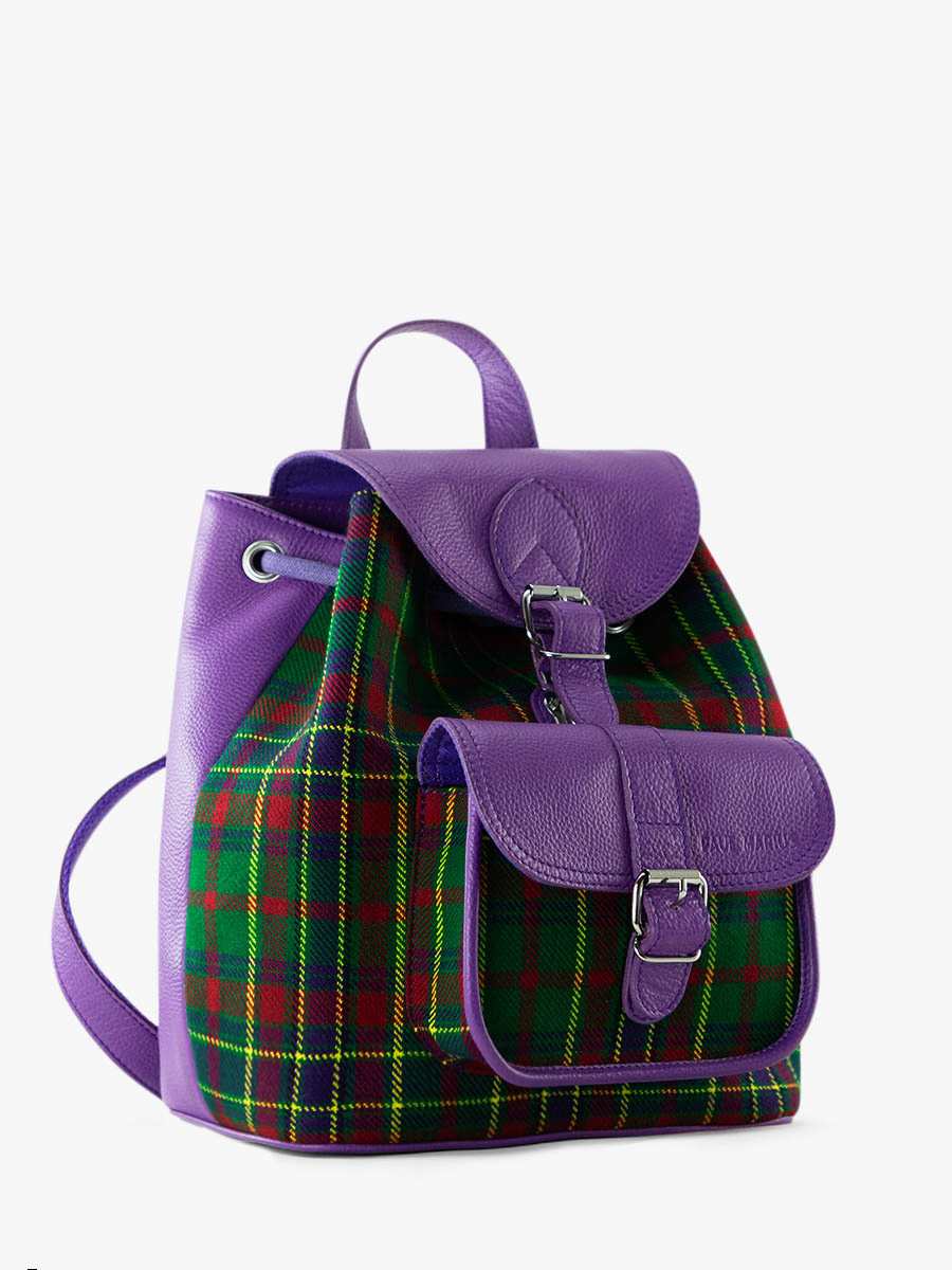 Fotoansicht-Rucksack-Rucksack-Leder-Tartan-Stoff-LeBaroudeur-Versus-Paul-Marius-M40-SCO-GR-P