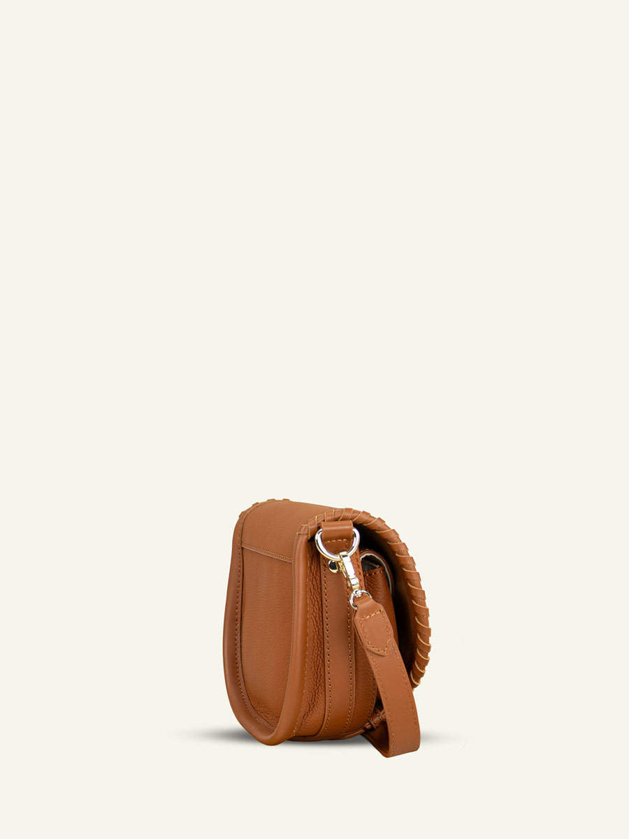 Mini-Umhängetasche aus braunem Leder von LeBobo XS Natur, Seitenansicht W61XS-L