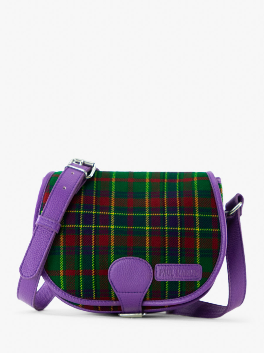 Fotoansicht-Seite-Umhängetasche-Leder-Stoff-Tartan-Le-Bohème-Versus-Paul-Marius-M44-SCO-GR-P