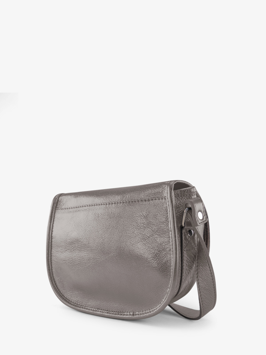 Fotoansicht-Seite-Umhängetasche-Leder-silber-LeBohemien-Stahl-Paul-Marius-M44-GM