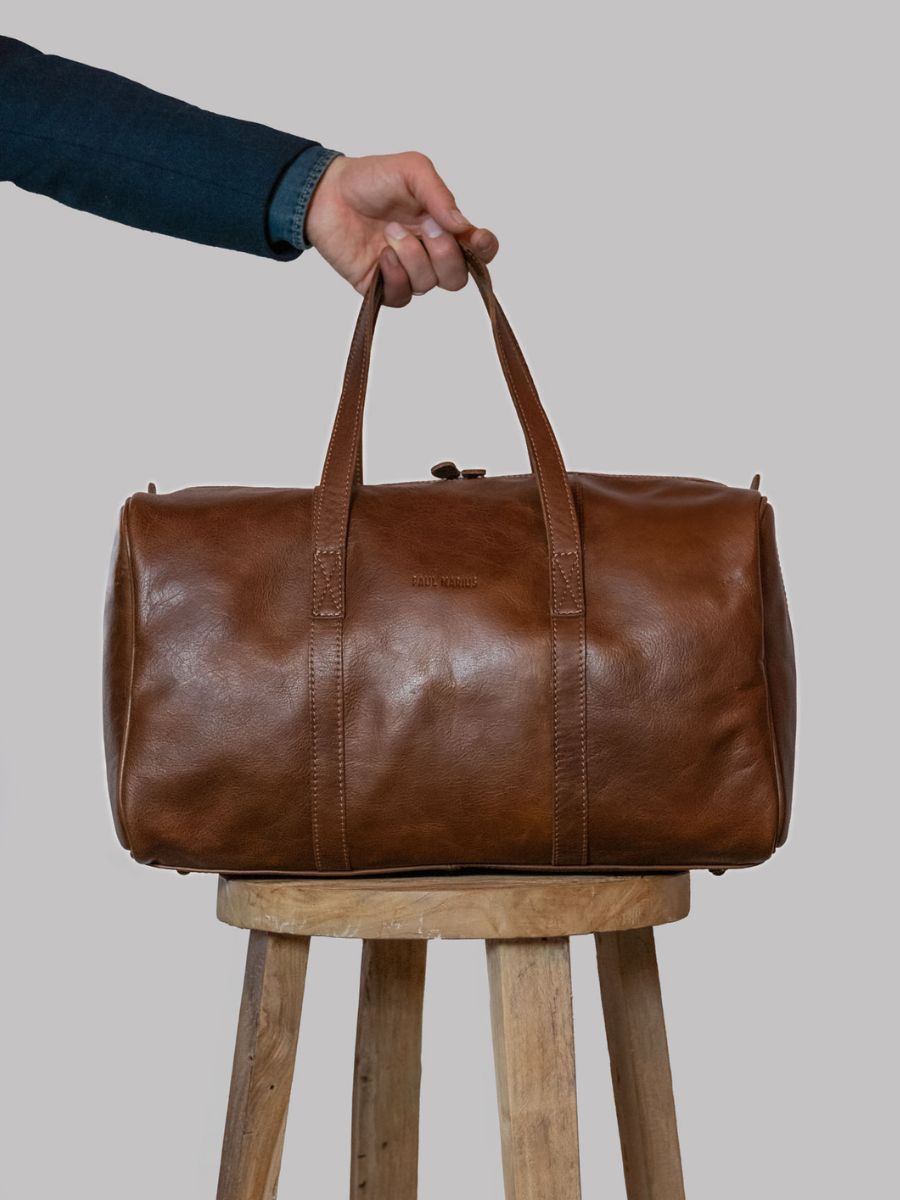 Fotoansicht-Reisetasche aus braunem Leder LeCabine Tabak Paul Marius M103 MK