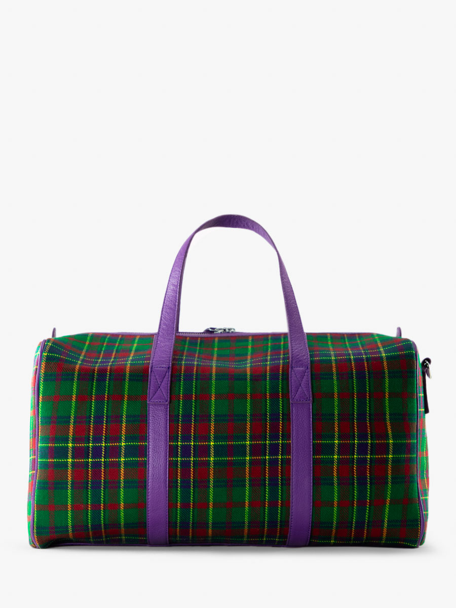Foto-Rückansicht-Reisetasche-Leder-Tartan-Stoff-LeCabine-Versus-Paul-Marius-M103-SCO-GR-P