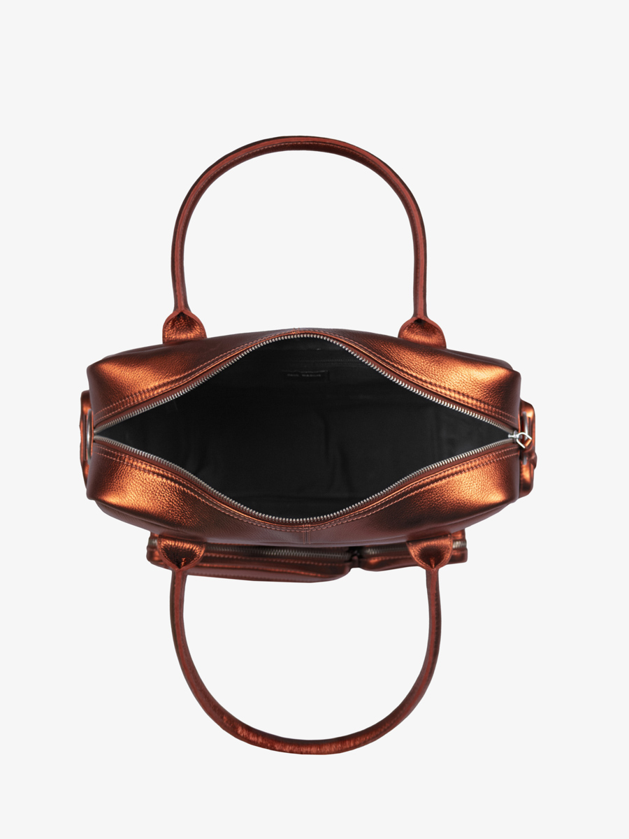 Dokumentenmappe mit mehreren Fächern, kupferfarben metallisiert, LeDandy 90s Ginger, Innenansicht, W204 M-O