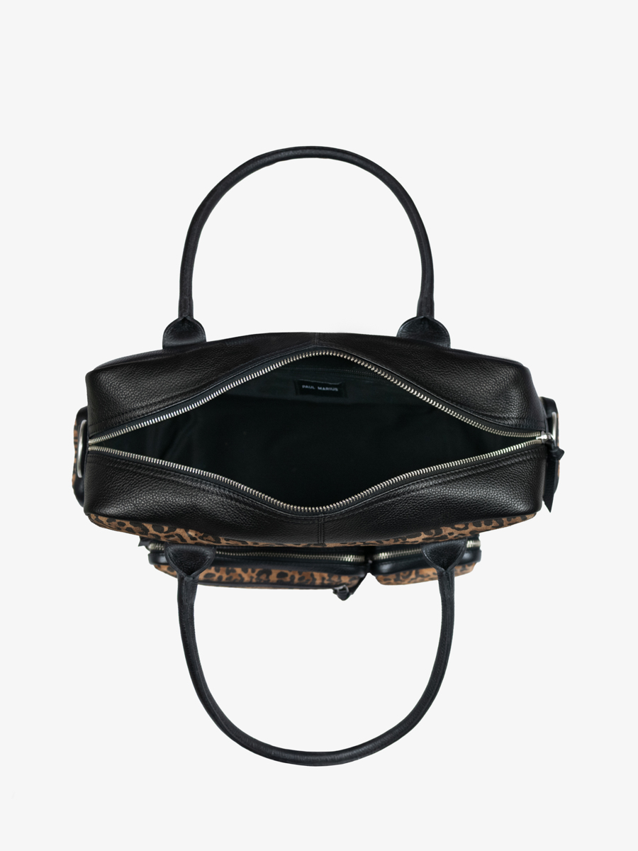 Dokumentenmappe mit mehreren Fächern LeDandy 90s Leopard Innenansicht w204-lp-b