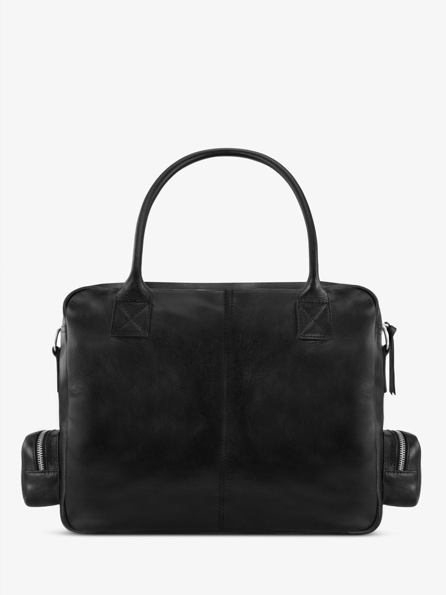 Dokumentenmappe mit mehreren Fächern LeDandy 90s schwarz Ansicht Rückseite w204-b