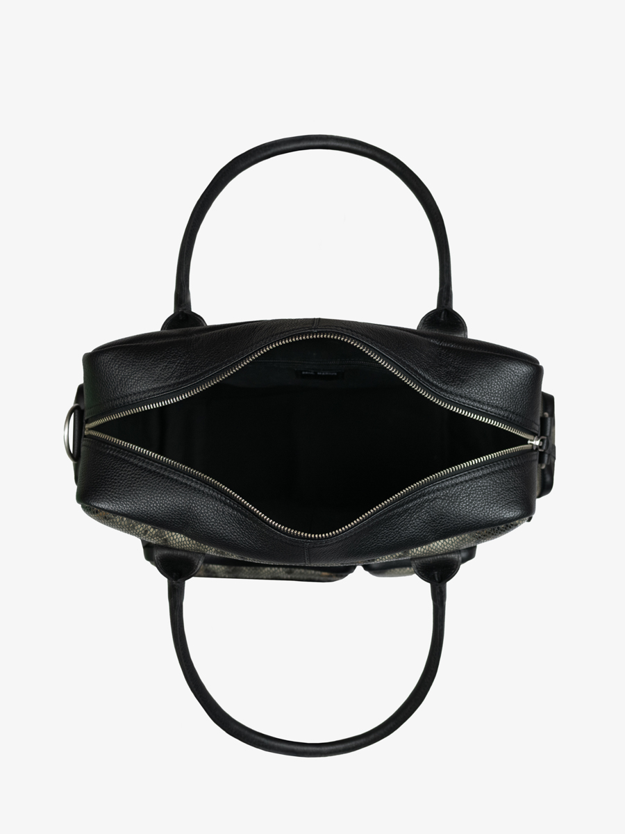 Dokumentenmappe mit mehreren Fächern Ledandy 90s Python grau-schwarz Innenansicht W204 P-gre-b