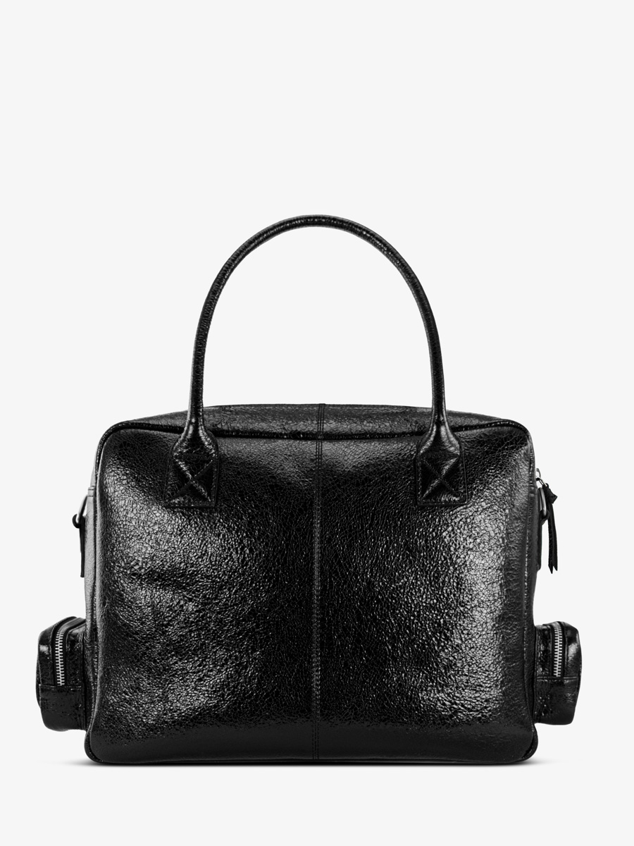 Dokumententasche mit mehreren Fächern, schwarz glitzernd, LeDandy 90s Eclipse, Rückansicht, W204-M-B