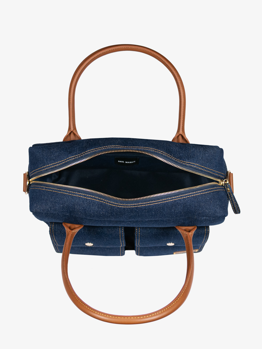 Dokumentenmappe aus blauer Jeans von Ledandy, Raw Denim, Innenansicht, W04-DBlu-Denim