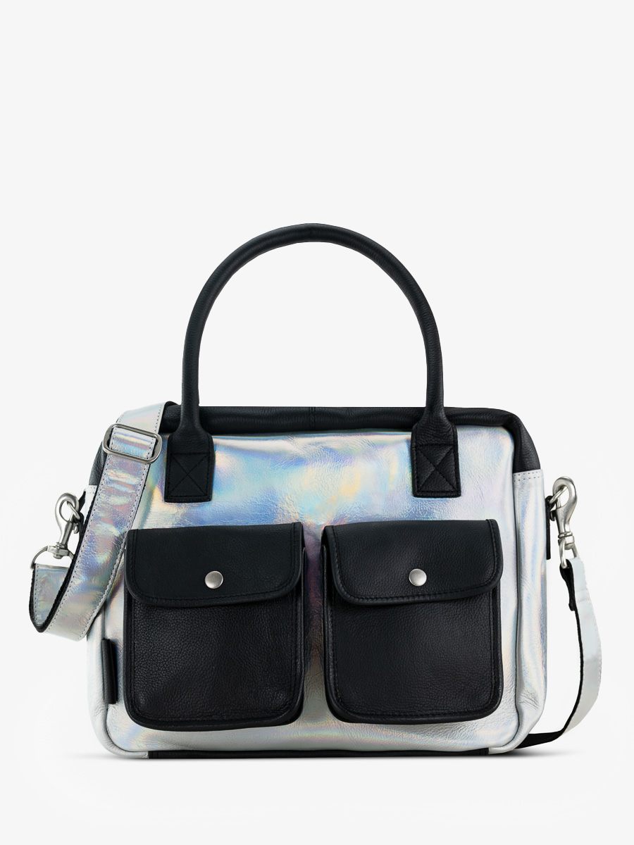 Aktentasche LeDandy Givre holografisch schwarz Seitenansicht W04 GIV