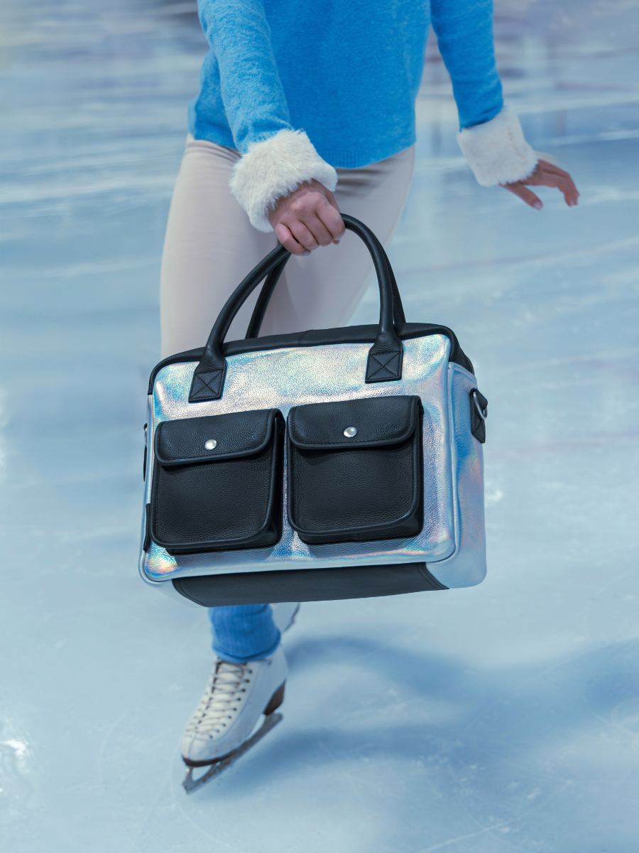 Dokumententasche LeDandy Givre holographisch schwarz Ansicht von vorne W04 GIV