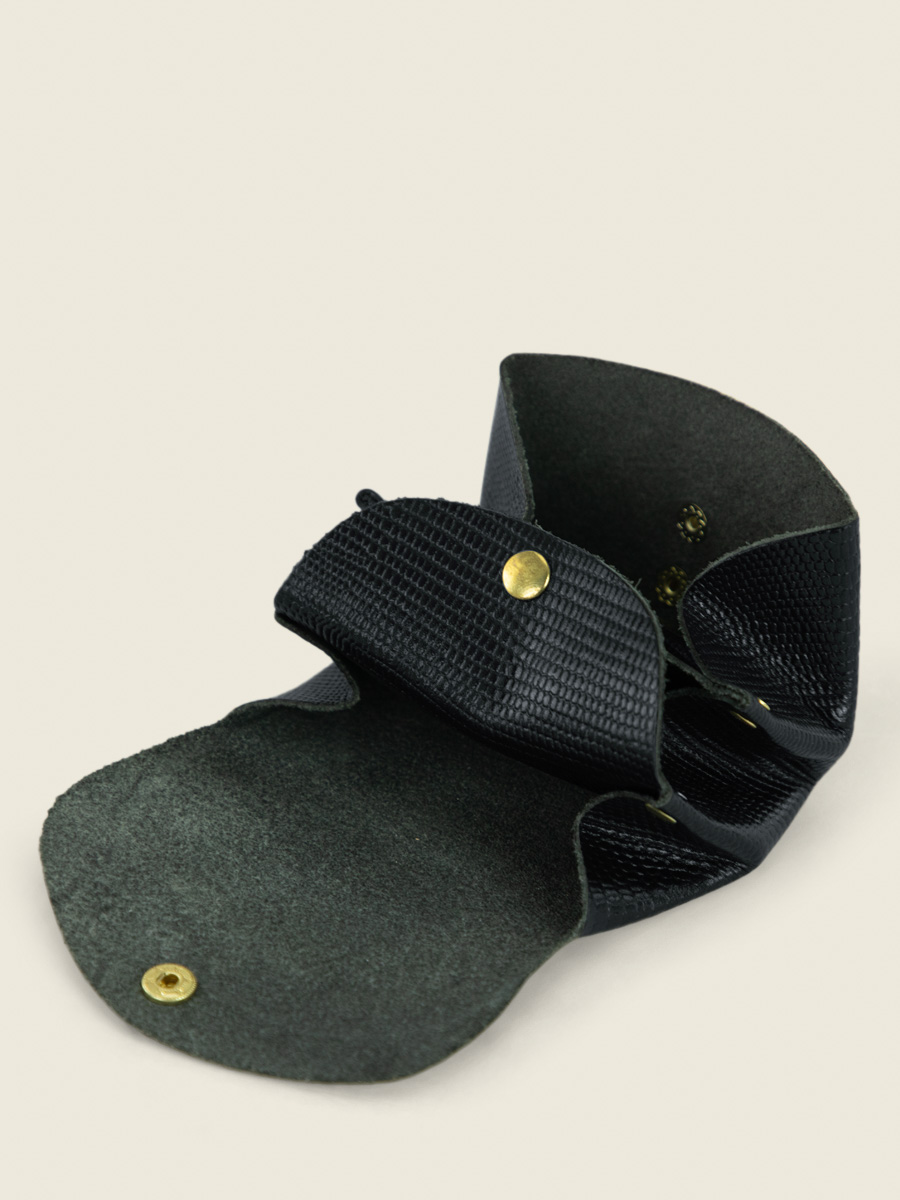 Fotoansicht Innenansicht Geldbörse aus tiefschwarzem Leder LeGustave 1960 Paul Marius CLP L B