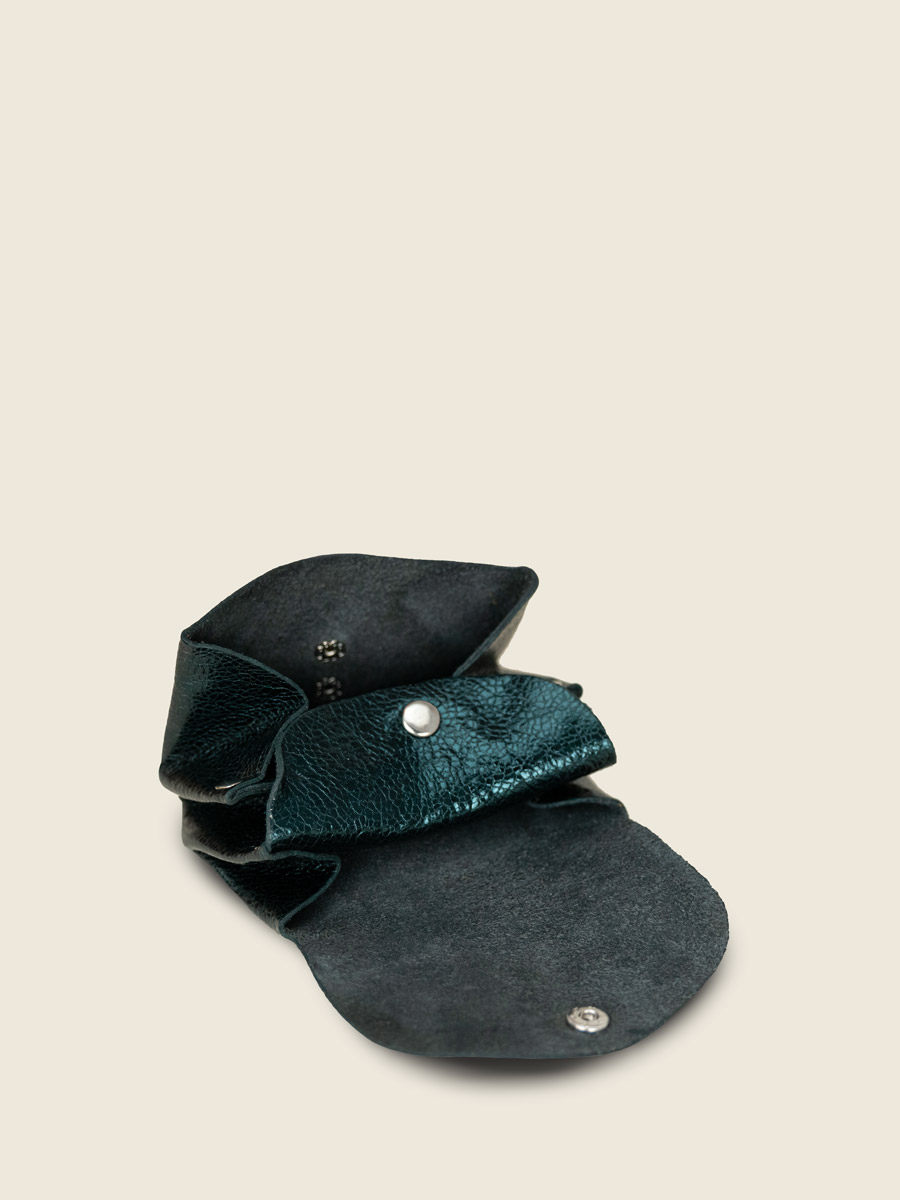 Geldbörse aus grünem Glitzerleder von Legustave Midnight Innenansicht clp-m-gr