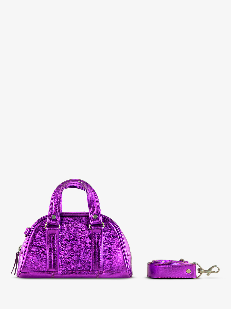 Fotoansicht-Seite-Handtasche-Leder-violett-metallic-LeMini Bowling-Bonbon-Paul Marius-W45XS-M-P