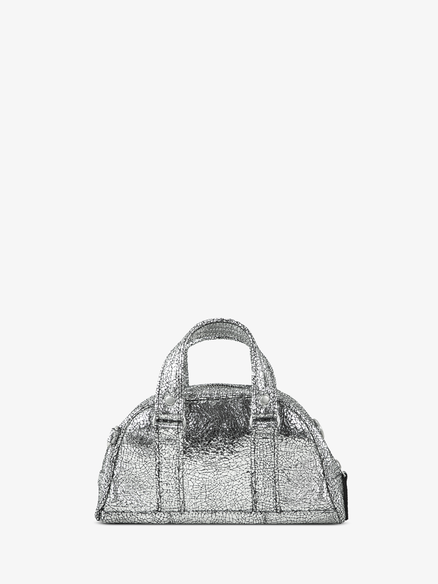 Handtasche LeMini Bowling mit Spiegel, silberfarben, Rückansicht, W45XS MIR