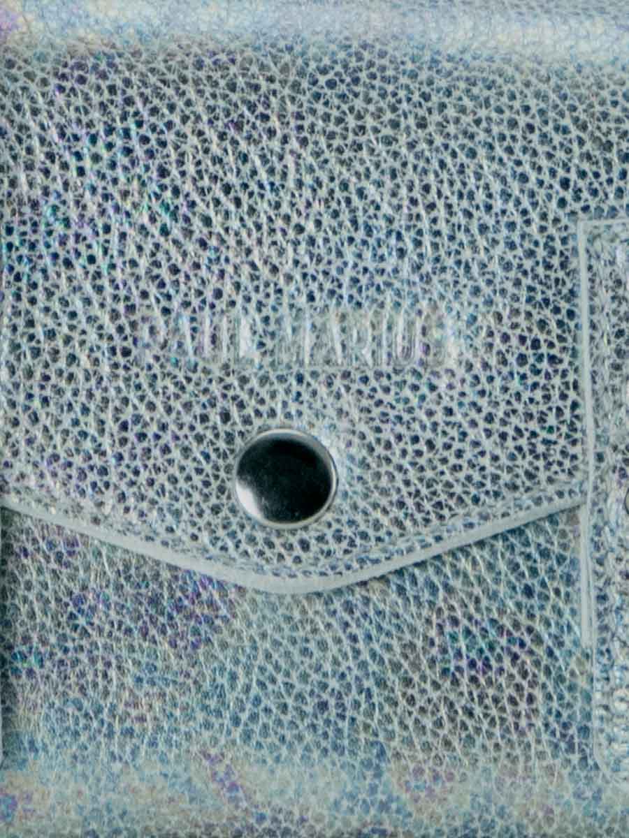 Foto-Fokus-Material-Umhängetasche-Leder-weiß-holografisch-LeMini Indispensable-Granite-Paul Marius-W08S GRA W