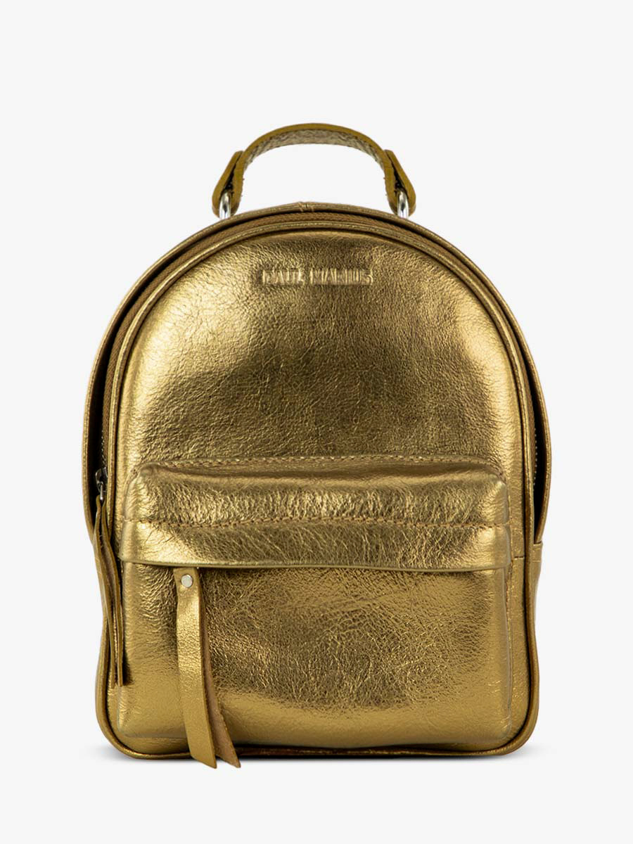 Foto-Vorderansicht-kleine-Rucksacktasche-aus-Leder-für-Damen-golden-LeMini-Intrepide-Bronze-Paul-Marius-M37S-OG