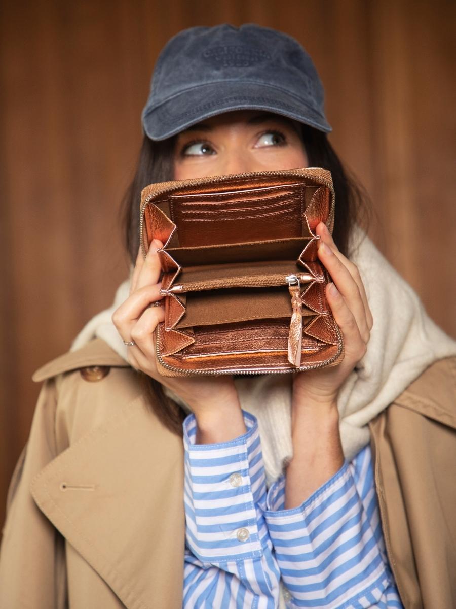 Brieftasche Alice Gold-Rosa Ansicht Zoom Material M76 G-PI