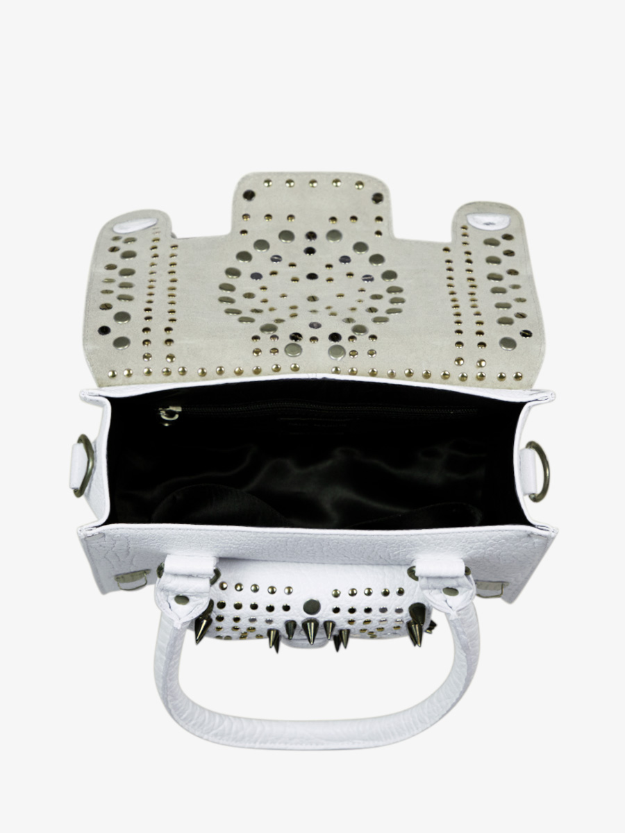 Fotoansicht Innenansicht Handtasche aus weißem Leder LeRive Gauche S weiß Paul Marius W01S BED OP4 W