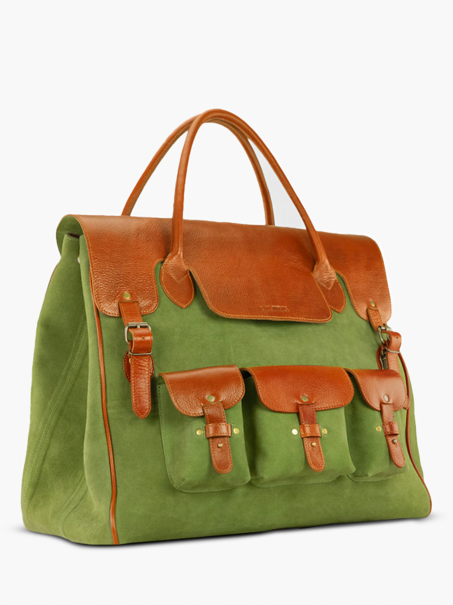 Foto-Rückansicht-große-Reisetasche-aus-Leder-für-Herren-kaki-braun-Rouen-Delhi-Nomade-Paul-Marius-M109-OCO-GR