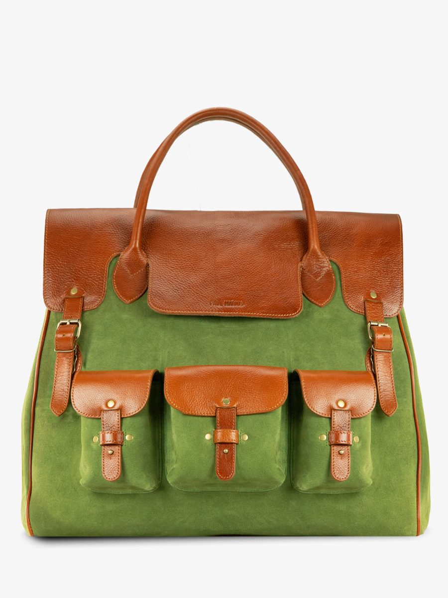 Foto-Seitenansicht-große-Reisetasche-aus-Leder-für-Herren-khaki-braun-Rouen-Delhi-Nomade-Paul-Marius-M109-OCO-GR