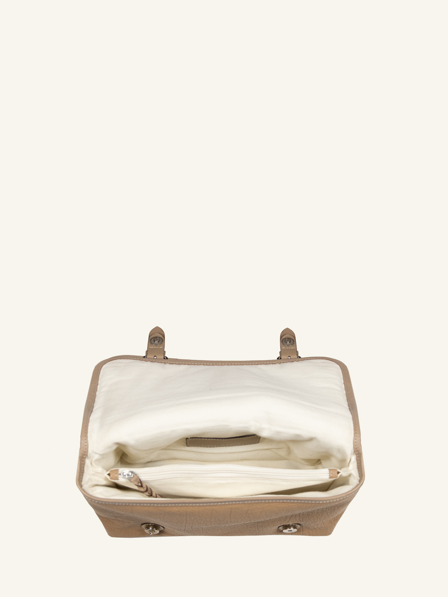Umhängetasche aus Leder Loulou taupe Innenansicht