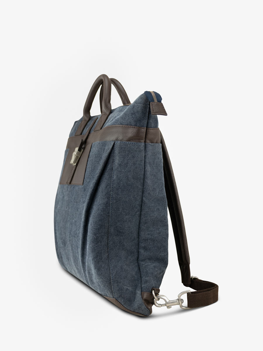 Aktentasche-Handtasche-Rucksack-Aviator-Kakao-Leinwand-blau-Seitenansicht-b07-odbr-bluc