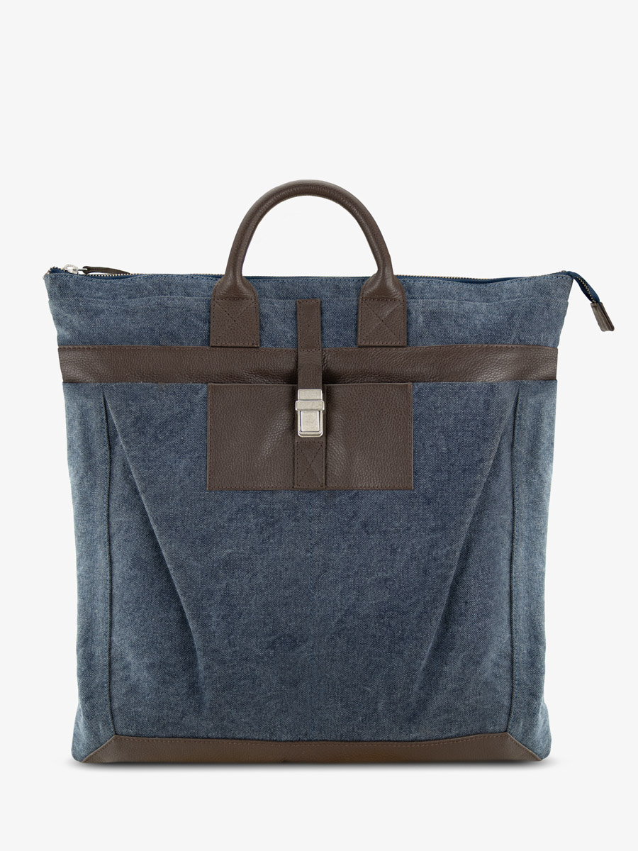 Aktentasche-Handtasche-Rucksack-Flieger-Kakao-Stoff-blau-Vorderansicht-b07-odbr-bluc