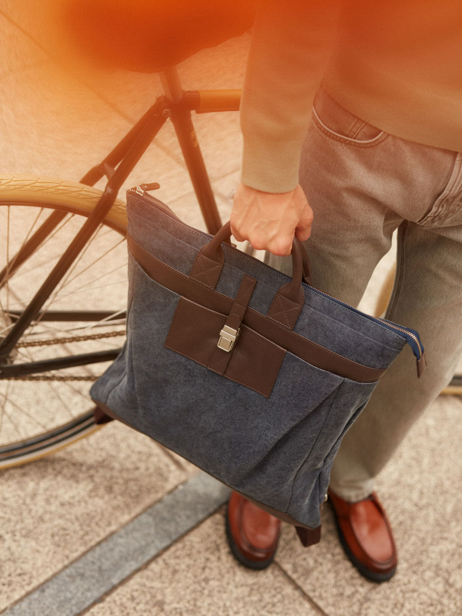 Aktentasche-Rucksack-Flieger-Kakao-Stoff-blau-Zoom-Material-b07-odbr-bluc