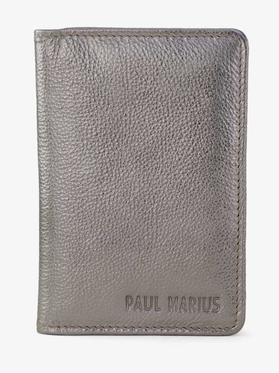 Foto-Ansicht-Vorderseite-Etui-für-Reisepass-Leder-silber-Etui-für-Reisepass-Stahl-Paul-Marius-M64-GM