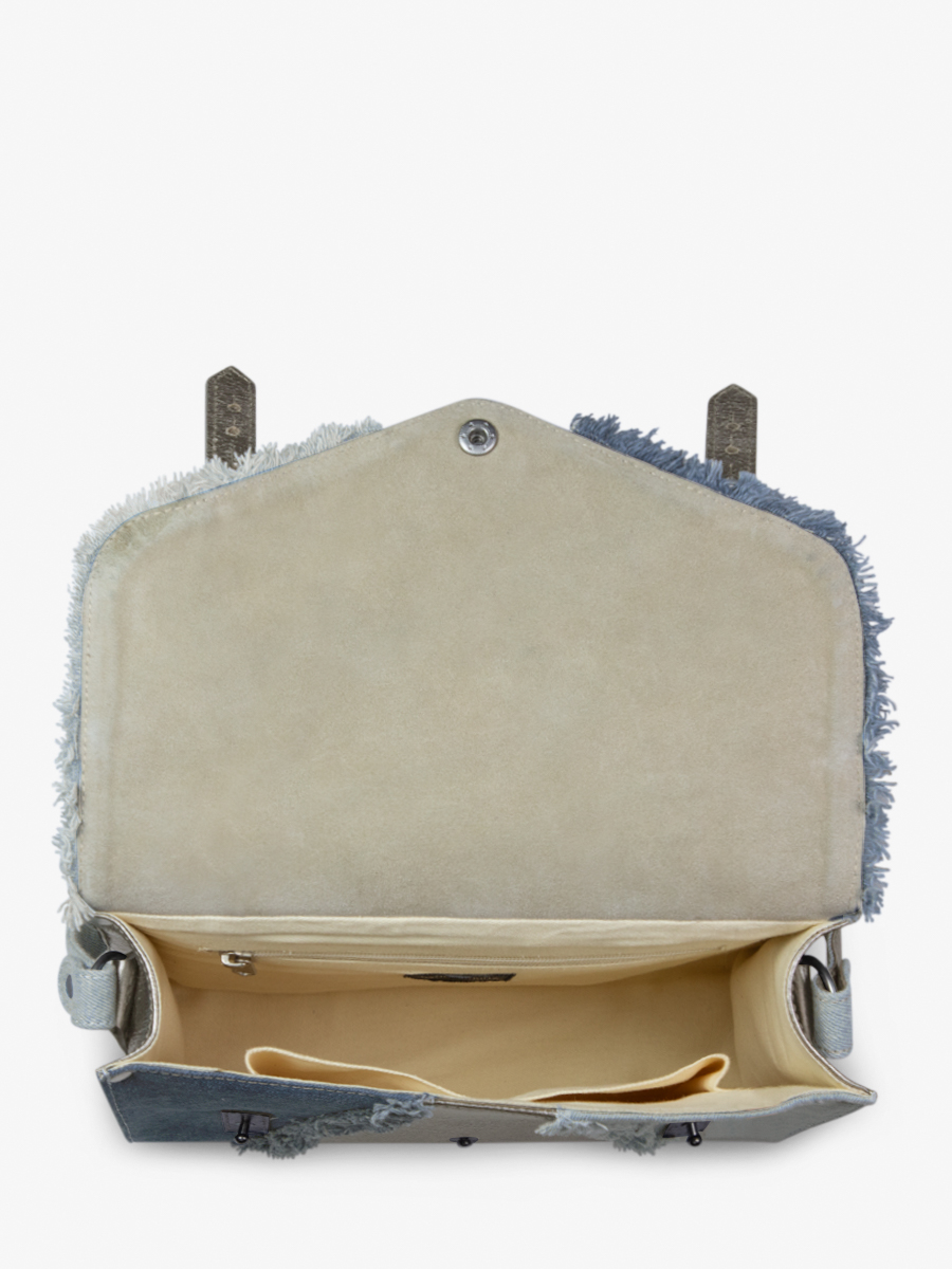 Fotoansicht Umhängetasche aus silbernem Leder Jean für Damen L'Indispensable Denim Stahl Paul Marius W08 GM-DENIM