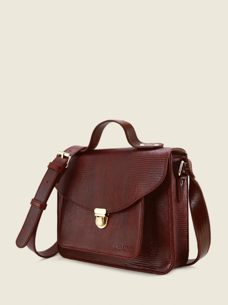 Foto-Ansicht-Seite-Handtasche-rotes Leder-Mademoiselle George-1960-Paul Marius-W05-L-R