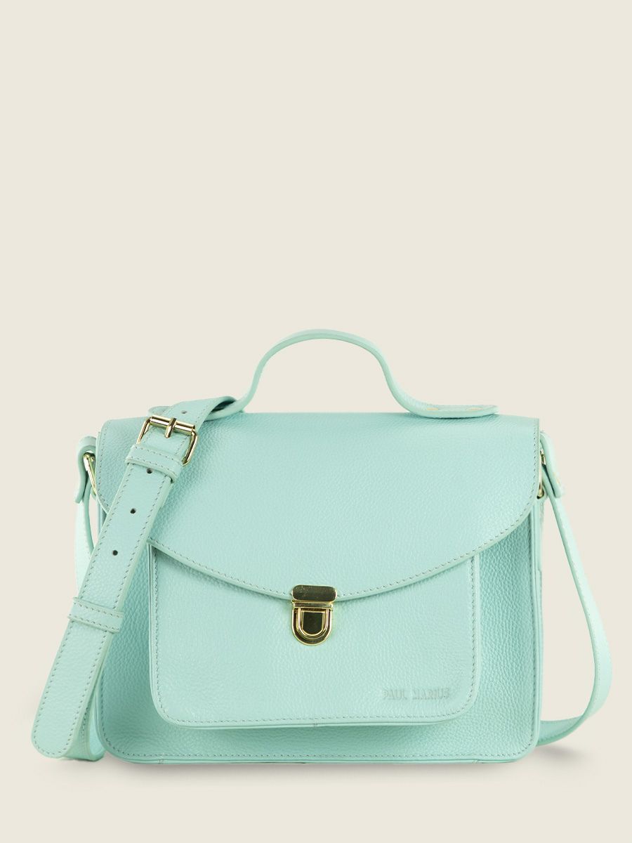 Fotoansicht-Vorderseite-Handtasche-Leder-blau-Mademoiselle George-Azur-Himmelblau-Paul Marius-W05 AZ BLU