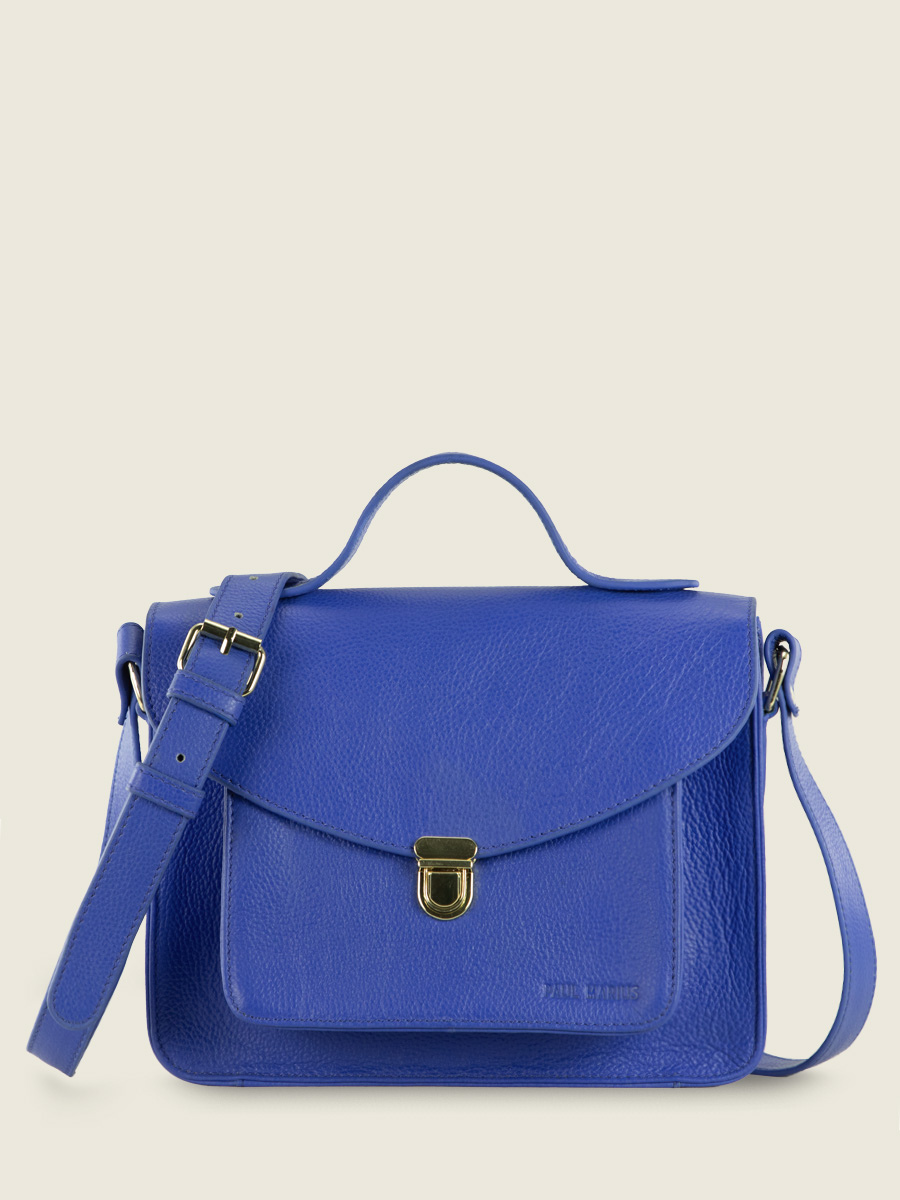 Fotoansicht-Vorderseite-Handtasche-Leder-blau-Mademoiselle George-Azurblau-Königsblau-Paul Marius-W05 AZ BLU