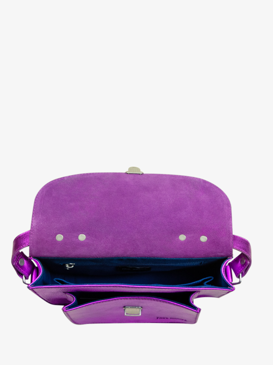 Foto-Innenansicht-Tasche-Umhängetasche-Leder-violett-metallic-Mademoiselle-George-Bonbon-Paul-Marius-W05-M-P