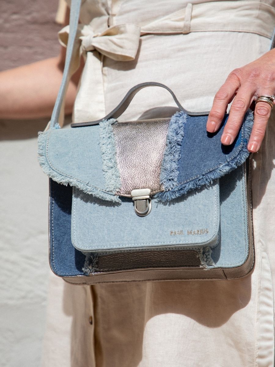 Fotoansicht-Zoom-Material-Handtasche-Leder-Jean-silber-Damen-Mademoiselle-George-Denim-Acier-Paul-Marius-W05-GM-Denim