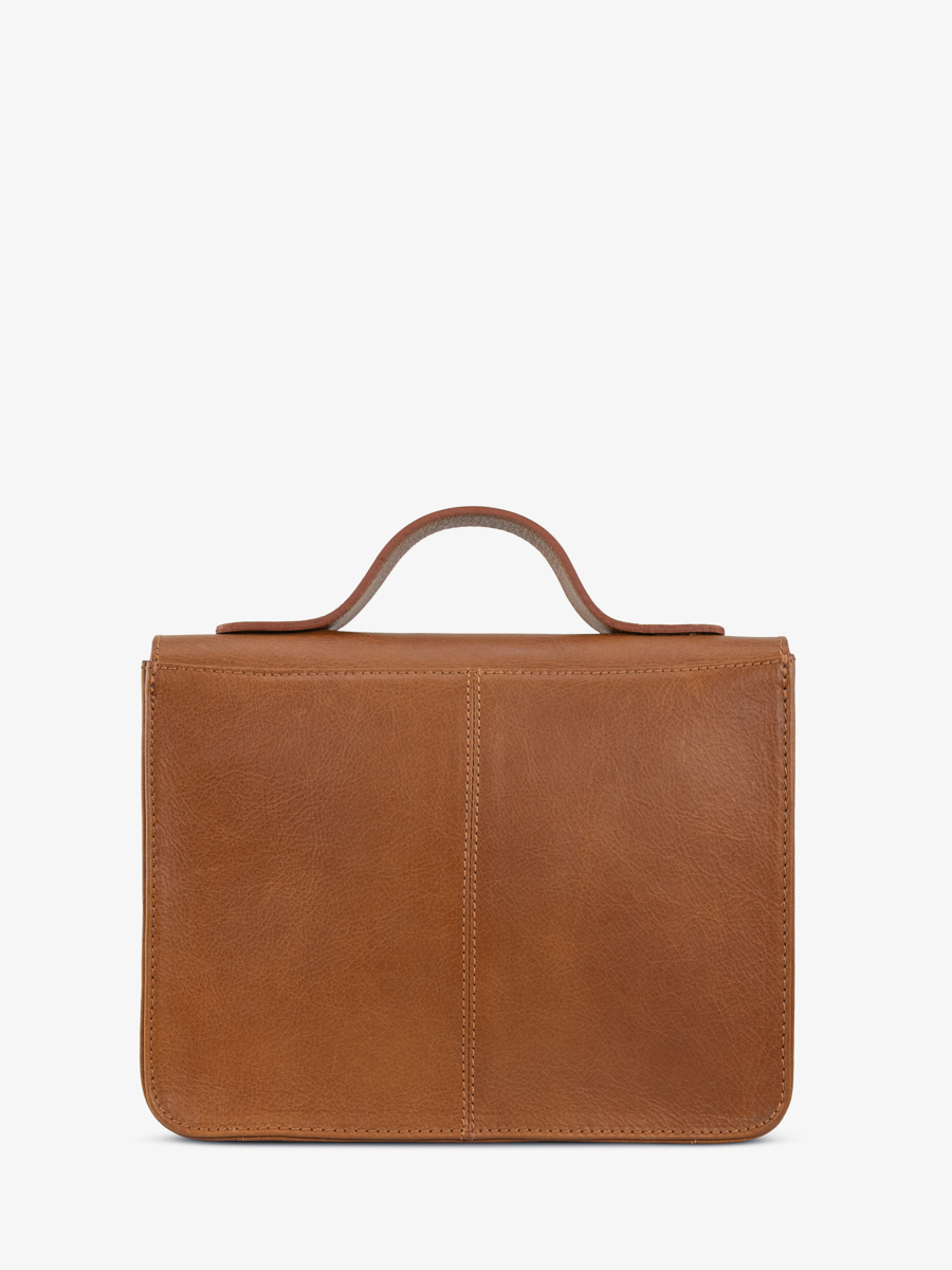 Umhängetasche aus braunem Leder Mademoiselle George Le Mans Classic 2025 Rückansicht W05 LEMANS25 L