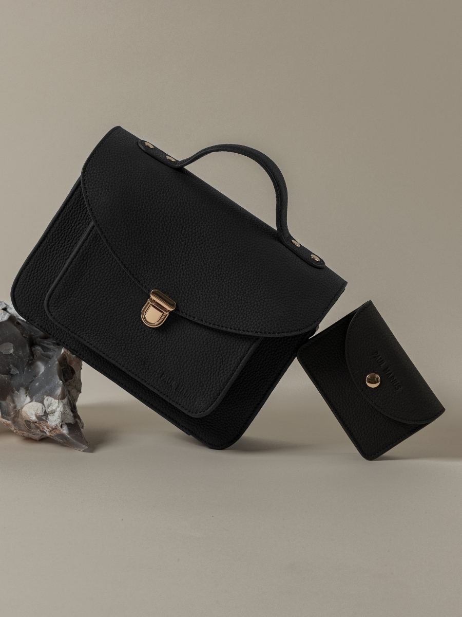 Geldbörse aus Leder Basile schwarz-anthrazit mit Innenansicht M75 BM B