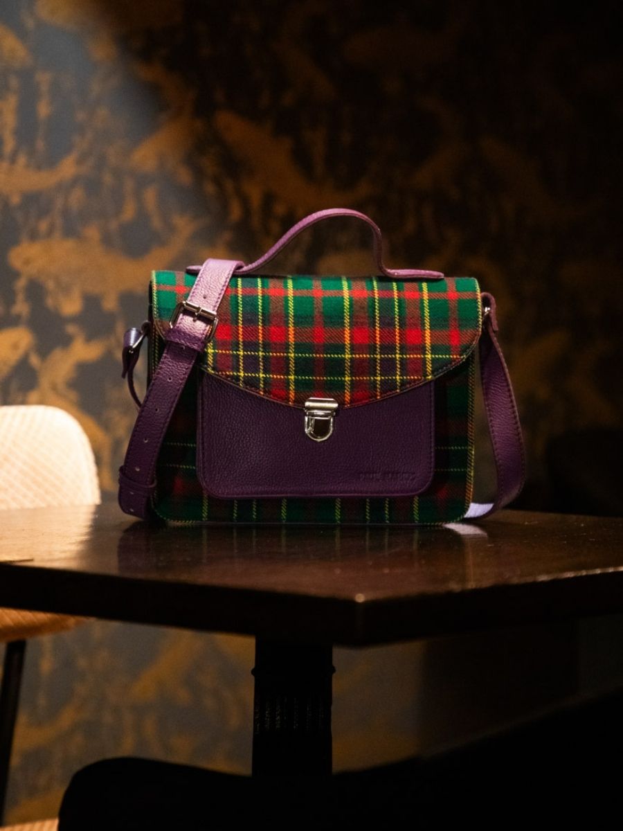 Fotoansicht-Vorderseite-Handtasche-Leder-Stoff-Tartan-Mademoiselle-George-Versus-Paul-Marius-W05-Sco-Gr-P