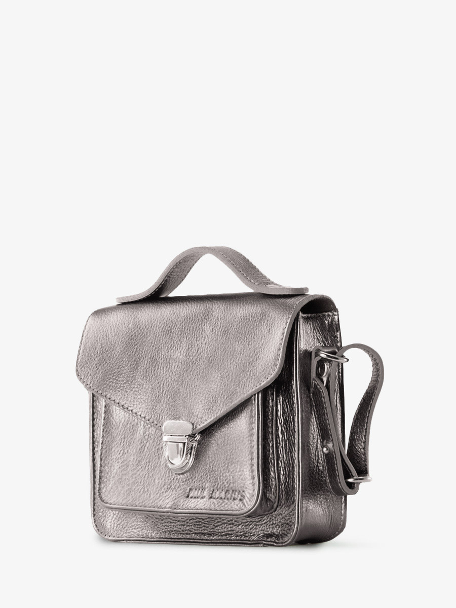 Foto-Ansicht-Seite-Handtasche-Leder-silber-Mademoiselle-George-XS-Stahl-Paul-Marius-W05XS-OG