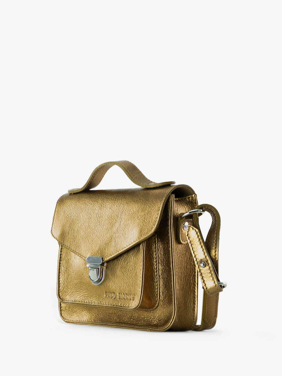 Foto-Ansicht-Seite-Handtasche-Leder-metallic-goldfarben-Mademoiselle-George-XS-Bronze-Paul-Marius-W05XS-OG