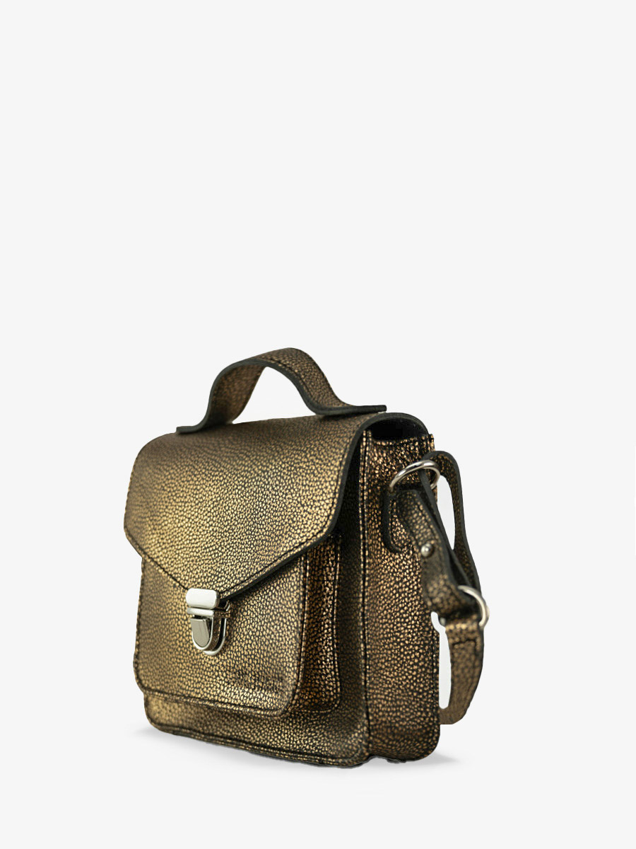 Foto-Ansicht-Seite-Handtasche-Leder-schwarz-gold-Mademoiselle-George-XS-Granite-Paul-Marius-W05XS-GRA-G-B