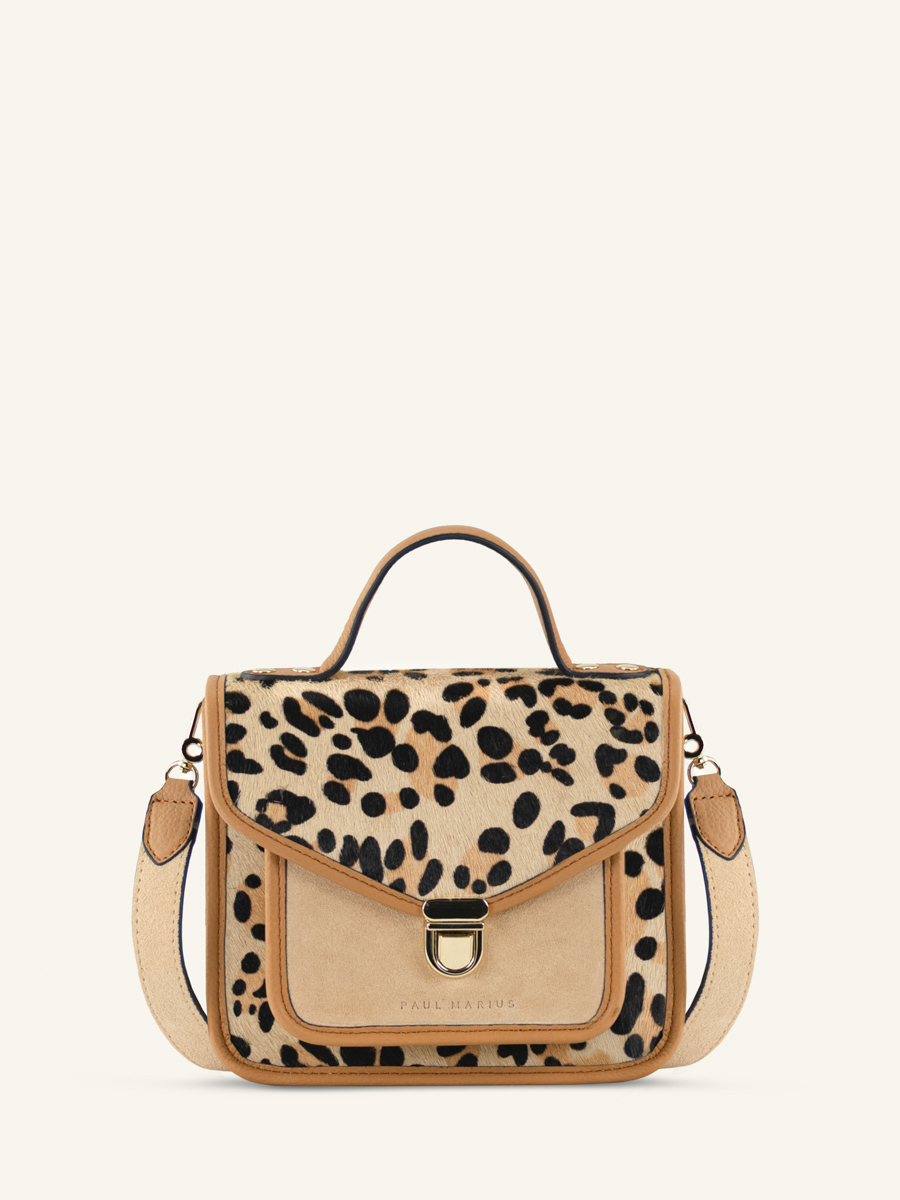 Handtasche aus Leder Mademoiselle George XS Leopard Beige Ansicht von vorne W05XS L P BEI