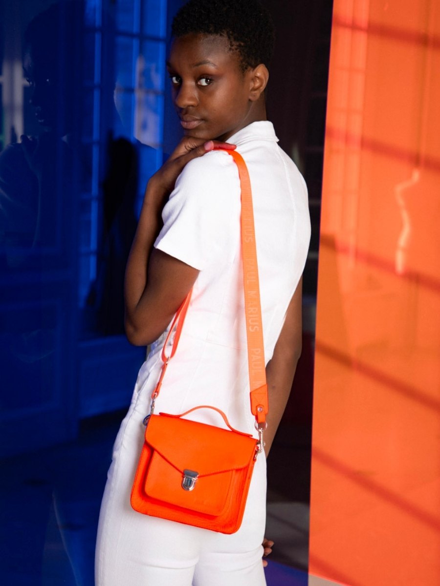 Fotoansicht-Vorderseite-Handtasche-Leder-orange-Mademoiselle-George-XS-Neon-Paul-Marius-W05XS-NE-O