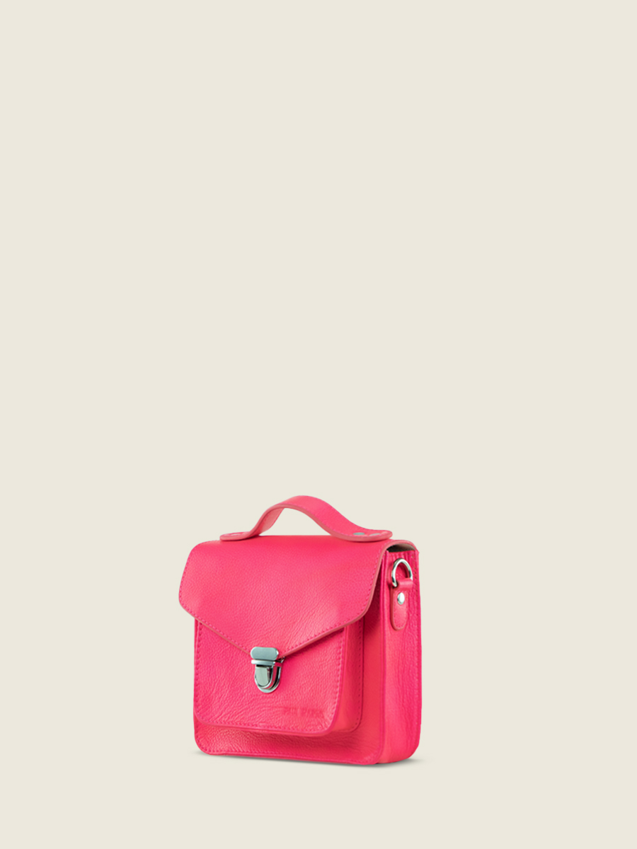 Fotoansicht-Seite-Handtasche-aus-rosa-Leder-Mademoiselle-George-XS-Neon-Paul-Marius-W05XS-NE-PI