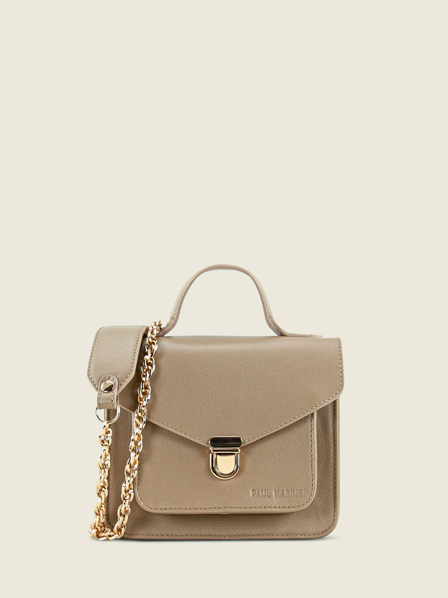 Mini-Umhängetasche aus Leder Mademoiselle George XS N2 taupe Ansicht von vorne W105XS BEI