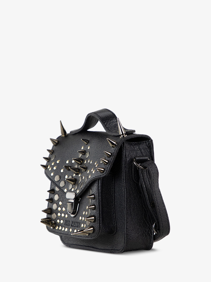 Fotoansicht Seite Mini-Umhängetasche aus schwarzem Leder Mademoiselle George XS Edition Noire Opus Paul Marius W05XS BED OP4 B