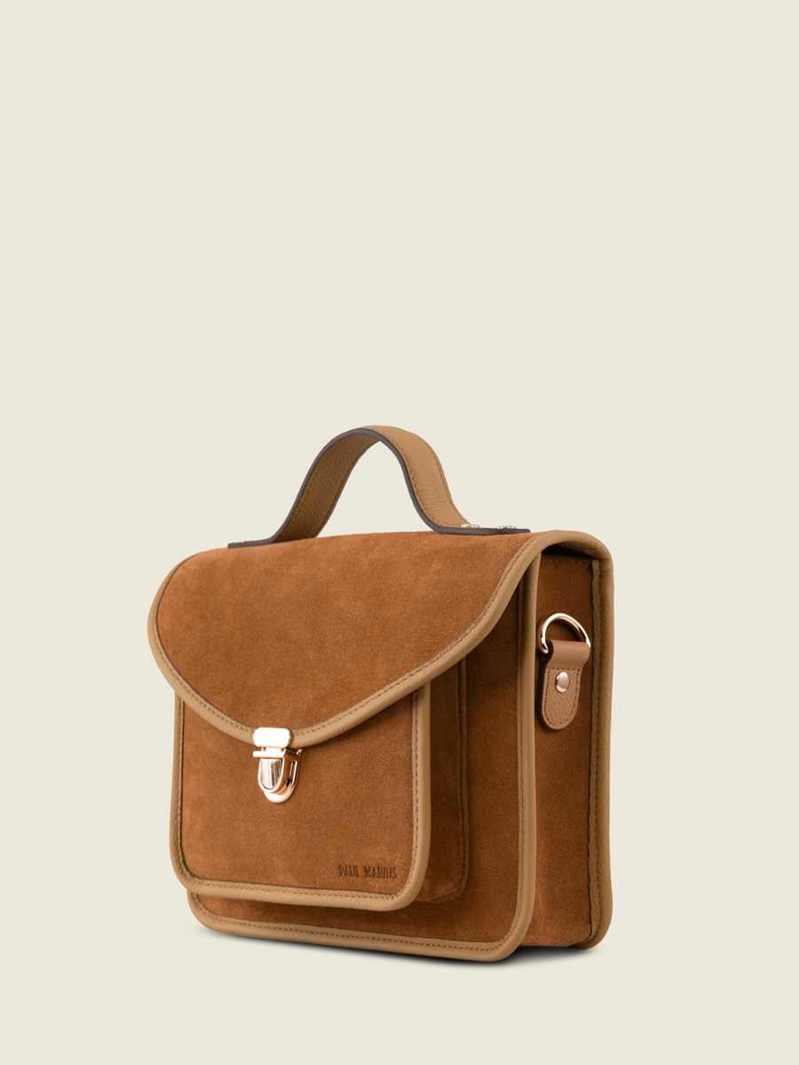 Umhängetasche aus braunem Leder Mademoiselle George N2 Fauve, Ansicht von der Seite W105 SU CO