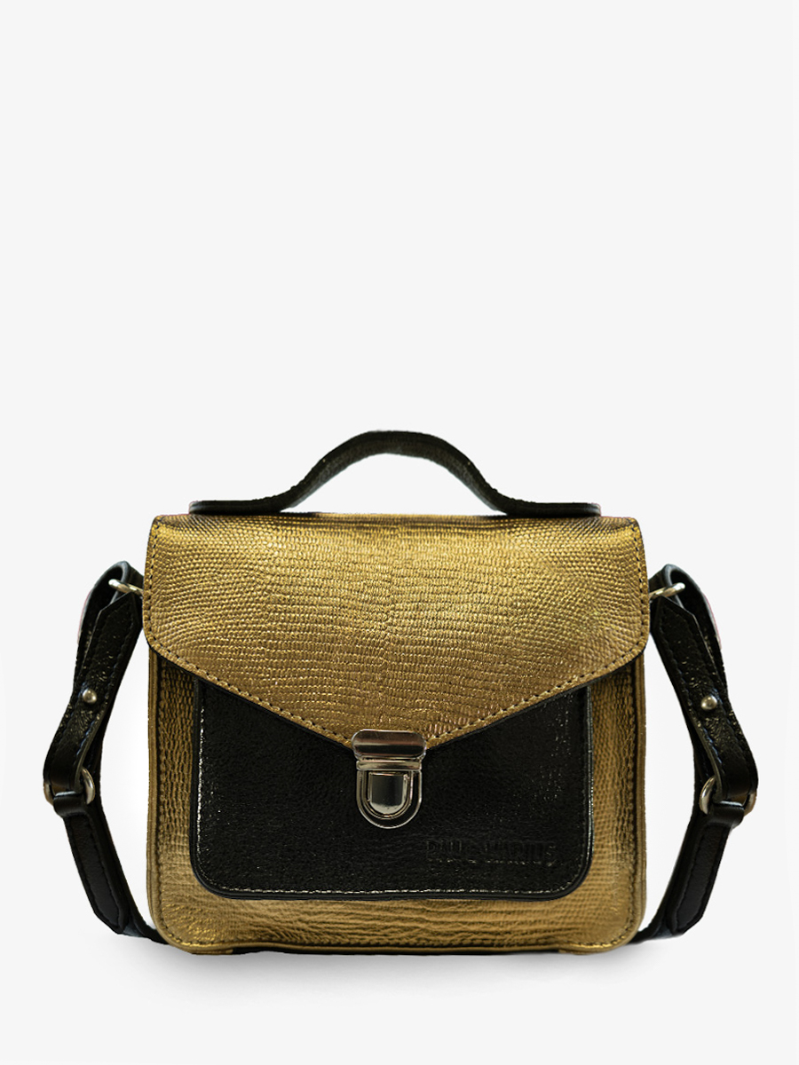 Foto-Ansicht-Seite-Handtasche-Leder-gold-schwarz-Mademoiselle-George-XS-Gold-Schwarz-Paul-Marius-W05XS-L-G-B