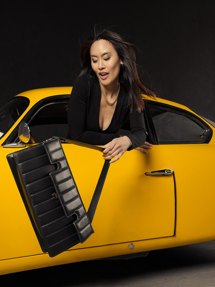 Baguette-Tasche-gesteppt-Leder-Gabrielle-Ultra-Long-Sellerie-schwarz-Ansicht-von-vorne-Paul-Marius-W42L-MAT-S-B